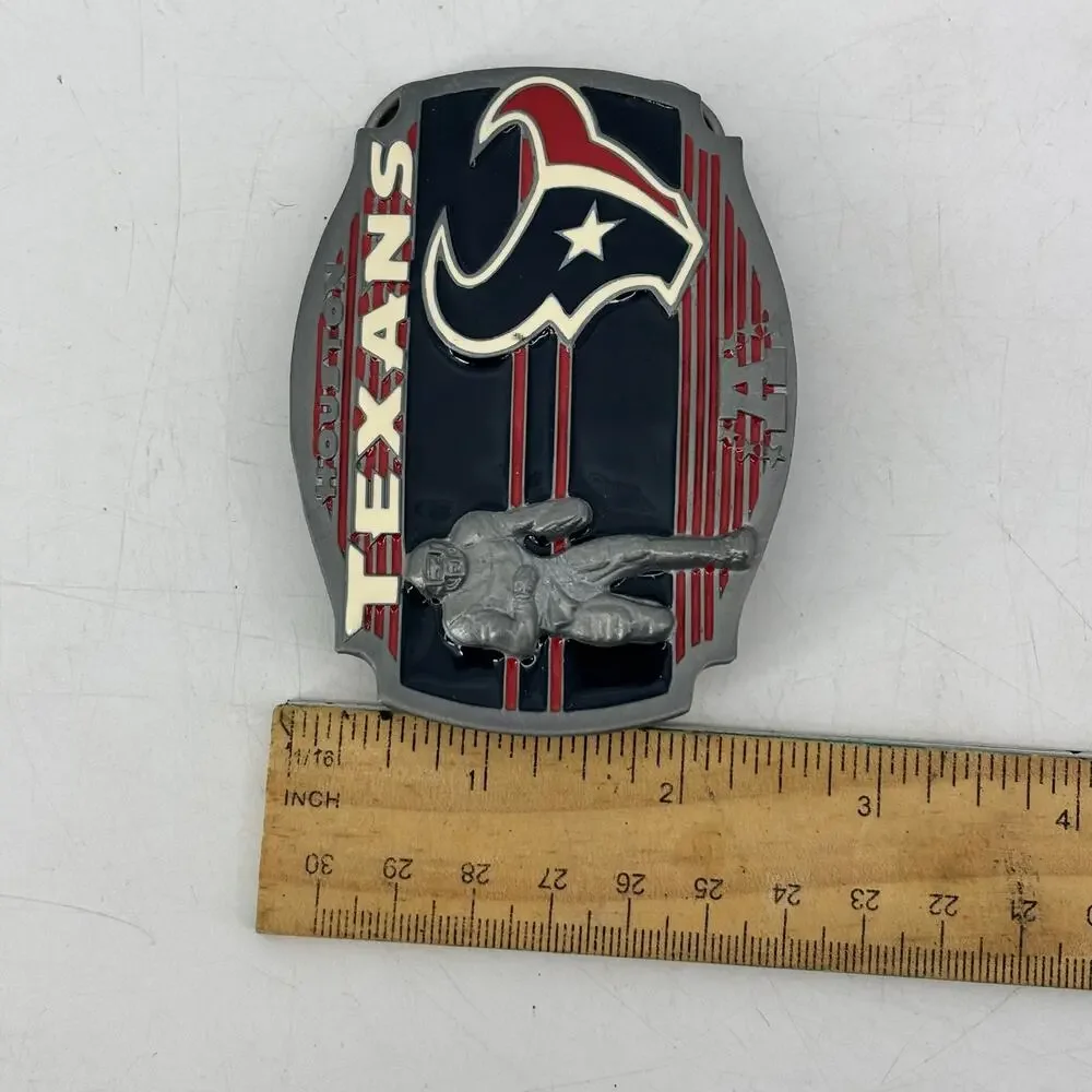 Houston Texans Belt Buckle Pewter Enamel 2008 Football Red White Blue